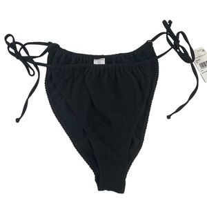 Good American Black Always Fits Tiny Ties Bikini Bottom Womens Size 7/8 (4X) NEW